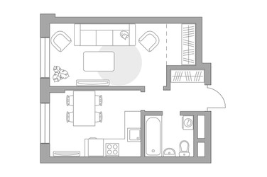 Планировка однокомнатной(квартира) площадью 36.66 квадратных метров в ЖК “ЖК Живописный”