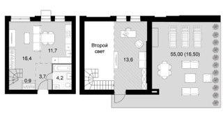 Планировка двухкомнатной(квартира) площадью 67 квадратных метров в “ЖК Дубровицы клаб”