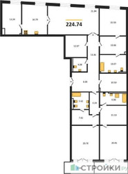Планировка трехкомнатной(квартира) площадью 224.75 квадратных метров в ЖК “ЖК Люче”