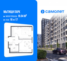 Планировка однокомнатной(квартира) площадью 37.1 квадратных метров в “ЖК Мытищи Парк”