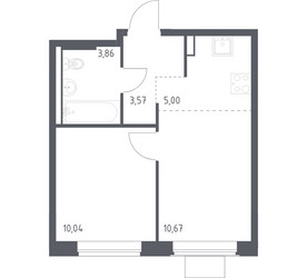 Планировка однокомнатной(квартира) площадью 33.14 квадратных метров в ЖК “ЖК Квартал Западный”