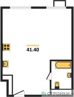 Планировка однокомнатной(квартира) площадью 41.4 квадратных метров в “ЖК Сиреневый парк”