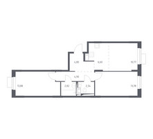 Планировка двухкомнатной(квартира) площадью 59.89 квадратных метров в “ЖК Пятницкие луга”