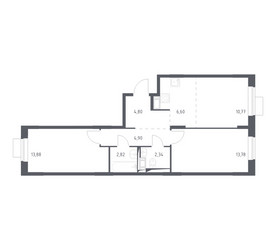 Планировка двухкомнатной(квартира) площадью 59.89 квадратных метров в ЖК “ЖК Пятницкие луга”