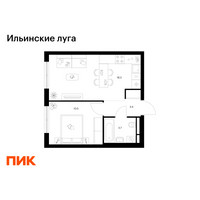 Планировка однокомнатной(квартира) площадью 35.9 квадратных метров в “ЖК Ильинские луга”