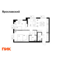 Планировка двухкомнатной(квартира) площадью 60.3 квадратных метров в “ЖК Ярославский”