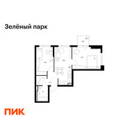Планировка двухкомнатной(квартира) площадью 52.1 квадратных метров в “ЖК Зеленый парк”