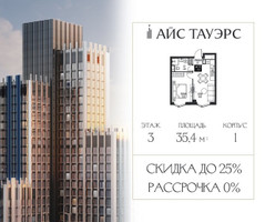 Планировка однокомнатной(квартира) площадью 35.4 квадратных метров в “ЖК Айс Тауэрс”