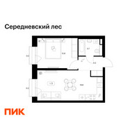 Планировка однокомнатной(квартира) площадью 40.9 квадратных метров в “ЖК Середневский лес”