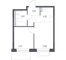 Планировка однокомнатной(квартира) площадью 32.86 квадратных метров в “ЖК Новое Внуково”