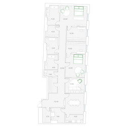 Планировка трехкомнатной(квартира) площадью 199.9 квадратных метров в ЖК “ЖК Клубный дом Duo (Дуо)”