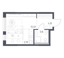 Планировка студии(квартира) площадью 22.54 квадратных метров в “ЖК Остафьево”