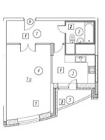 Планировка однокомнатной(квартира) площадью 43.6 квадратных метров в “ЖК Дом на Баковке”