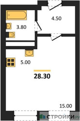 Планировка студии(квартира) площадью 28.3 квадратных метров в ЖК “ЖК Пушкино Град”