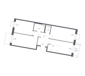 Планировка трехкомнатной(квартира) площадью 81.63 квадратных метров в ЖК “ЖК Квартал Западный”