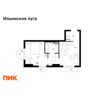 Планировка однокомнатной(квартира) площадью 34.8 квадратных метров в “ЖК Ильинские луга”