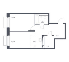 Планировка однокомнатной(квартира) площадью 51.1 квадратных метров в “ЖК Долина Яузы”