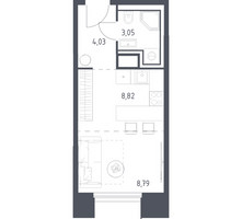 Планировка студии(апартаменты) площадью 24.69 квадратных метров в “ЖК Скай Спутник”