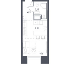 Планировка студии(апартаменты) площадью 24.69 квадратных метров в ЖК “ЖК Скай Спутник”