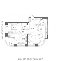 Планировка двухкомнатной(квартира) площадью 87.4 квадратных метров в ЖК “ЖК СТОУН Блик”