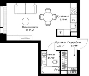 Планировка студии(квартира) площадью 31.97 квадратных метров в ЖК “ЖК Веер”