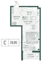 Планировка студии(квартира) площадью 31.28 квадратных метров в “ЖК Рига Хиллс”