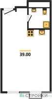 Планировка студии(квартира) площадью 39 квадратных метров в “ЖК Резиденции Архитекторов”