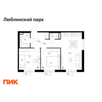 Планировка двухкомнатной(квартира) площадью 60.6 квадратных метров в “ЖК Люблинский парк”