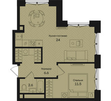 Планировка однокомнатной(квартира) площадью 44.7 квадратных метров в “ЖК Дом на Часовой”