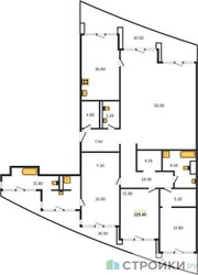 Планировка 4+ комнатной(квартира) площадью 229.6 квадратных метров в ЖК “ЖК OPUS (Опус)”