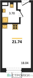 Планировка студии(квартира) площадью 21.74 квадратных метров в ЖК “ЖК Citimix (СитиМикс)”