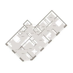 Планировка трехкомнатной(апартаменты) площадью 131.82 квадратных метров в ЖК “ЖК D'ORO MILLE (Доро Милле)”