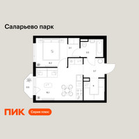 Планировка однокомнатной(квартира) площадью 37.1 квадратных метров в “ЖК Саларьево парк”