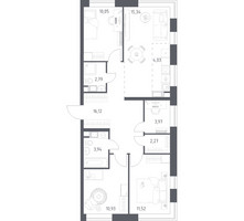 Планировка трехкомнатной(квартира) площадью 80.96 квадратных метров в “ЖК Цветочные Поляны”