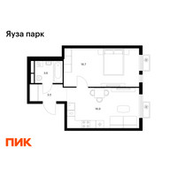 Планировка однокомнатной(квартира) площадью 40.7 квадратных метров в “ЖК Яуза Парк (Мытищи)”
