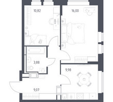Планировка двухкомнатной(квартира) площадью 49.75 квадратных метров в “ЖК Большое Путилково”