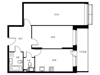 Планировка двухкомнатной(квартира) площадью 70.63 квадратных метров в ЖК “ЖК Солнечный парк”