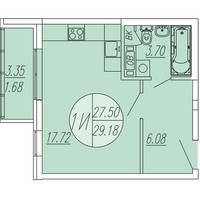 Планировка студии(квартира) площадью 29.18 квадратных метров в “ЖК Шолохово”