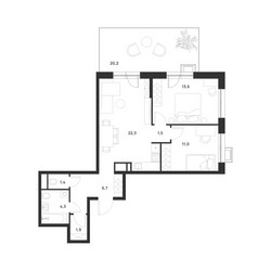 Планировка двухкомнатной(квартира) площадью 68.8 квадратных метров в ЖК “ЖК Форевиль”