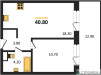 Планировка однокомнатной(квартира) площадью 40.8 квадратных метров в “ЖК Foreville (Форевилль)”