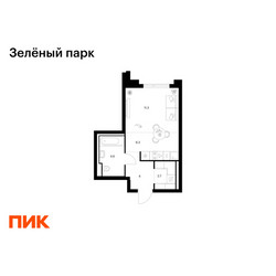 Планировка студии(квартира) площадью 28.9 квадратных метров в ЖК “ЖК Зеленый парк”
