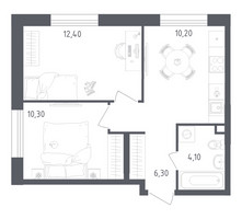 Планировка двухкомнатной(квартира) площадью 43.3 квадратных метров в “ЖК Ольховый Квартал”