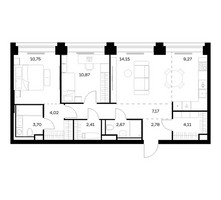 Планировка двухкомнатной(квартира) площадью 71.9 квадратных метров в “ЖК НОВА”