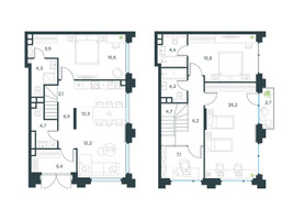 Планировка 4+ комнатной(квартира) площадью 131.7 квадратных метров в “ЖК Левел Бауманская”