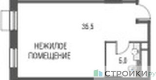 Планировка студии(квартира) площадью 40.6 квадратных метров в “ЖК Резиденции Архитекторов”