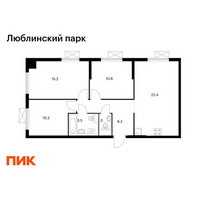 Планировка трехкомнатной(квартира) площадью 71.7 квадратных метров в “ЖК Люблинский парк”