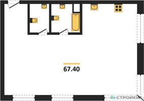 Планировка трехкомнатной(квартира) площадью 67.4 квадратных метров в “ЖК Зорге 9”