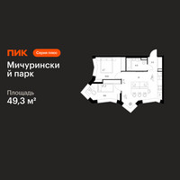 Планировка двухкомнатной(квартира) площадью 49.3 квадратных метров в “ЖК Мичуринский Парк”