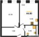 Планировка однокомнатной(квартира) площадью 44 квадратных метров в “ЖК Адмирал”