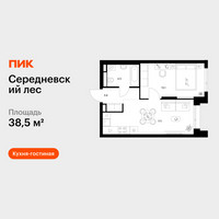 Планировка однокомнатной(квартира) площадью 38.5 квадратных метров в “ЖК Середневский лес”